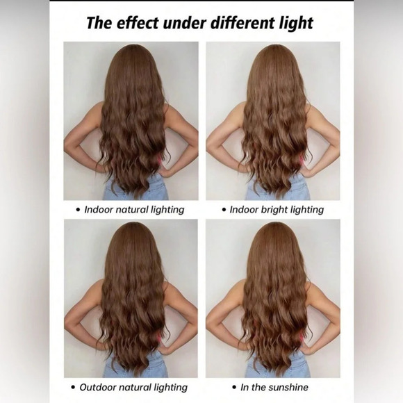 30” Long Curly Chestnut  Wig with bangs natural look. for daily use - Picture 9 of 9